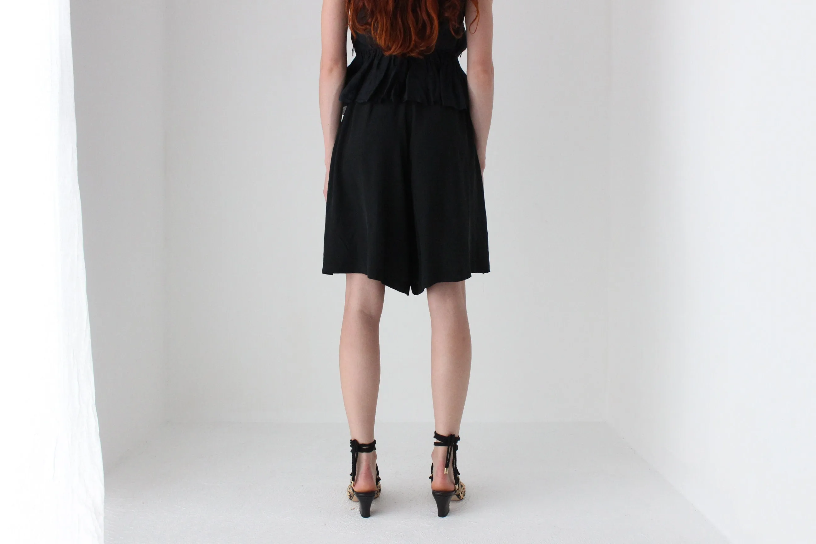 90s Pure Silk Knee Length Wide Leg Culotte Shorts