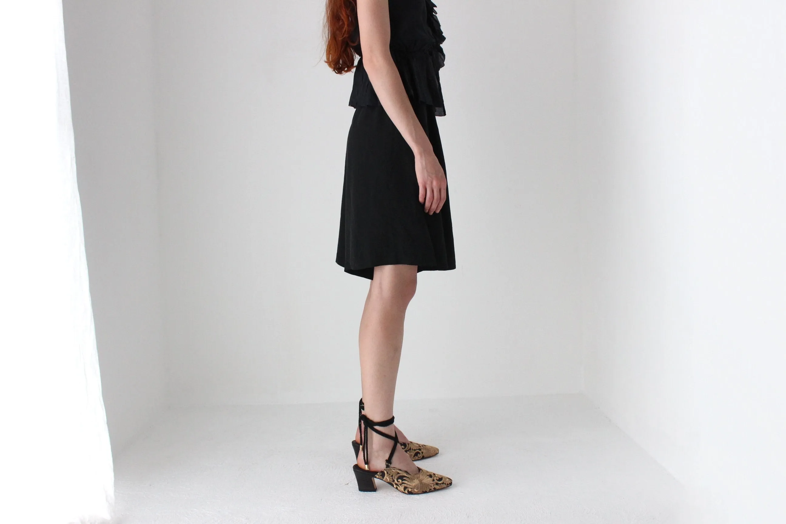 90s Pure Silk Knee Length Wide Leg Culotte Shorts
