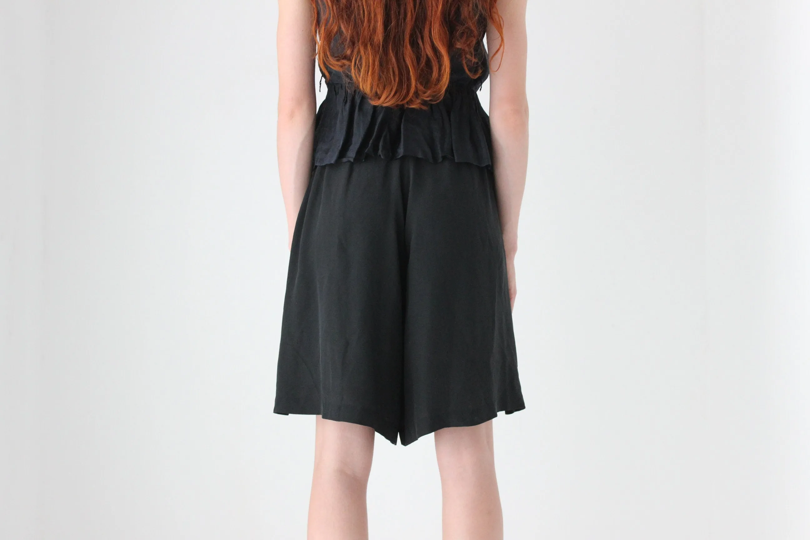 90s Pure Silk Knee Length Wide Leg Culotte Shorts