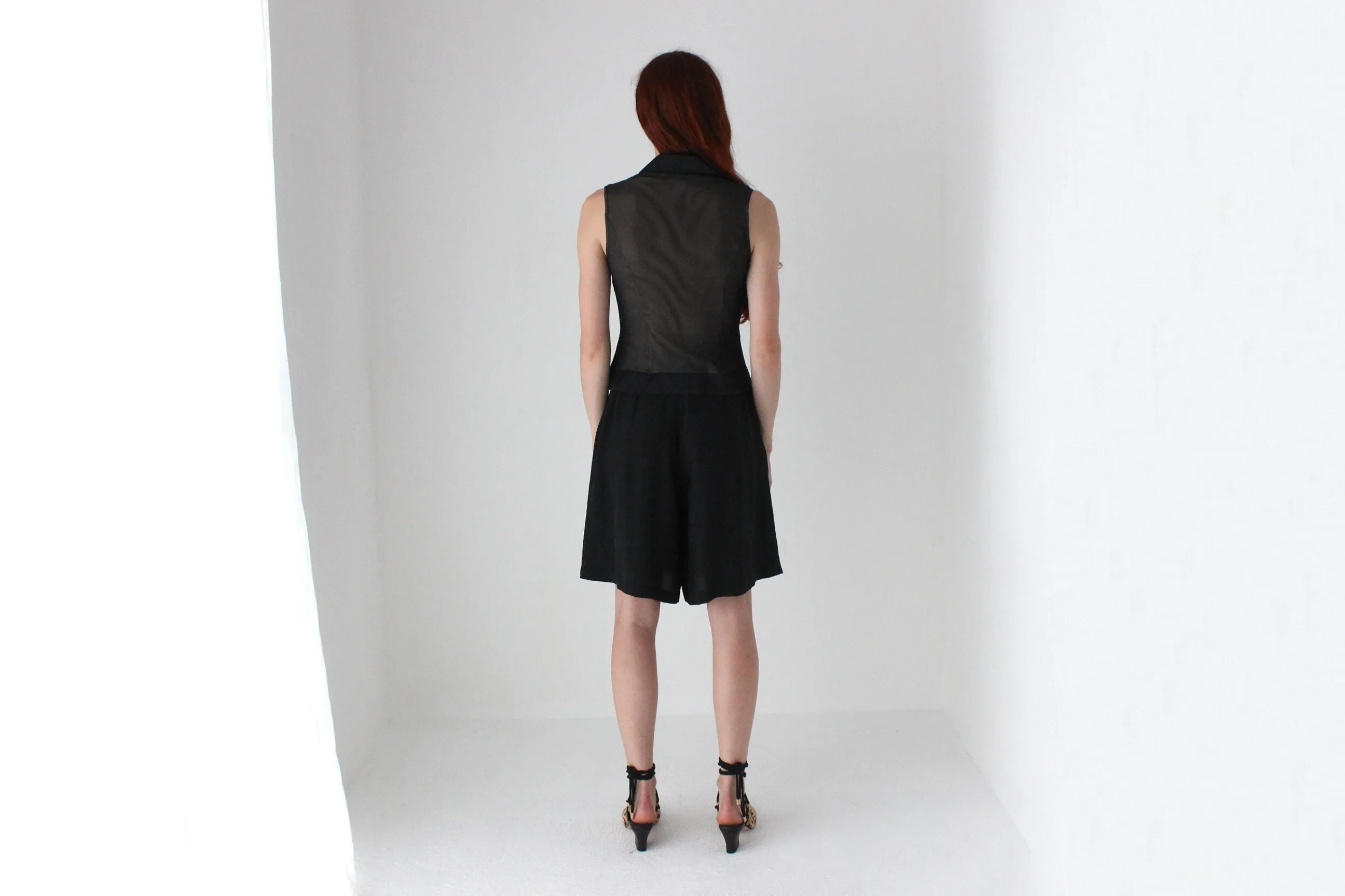 90s Pure Silk Knee Length Wide Leg Culotte Shorts
