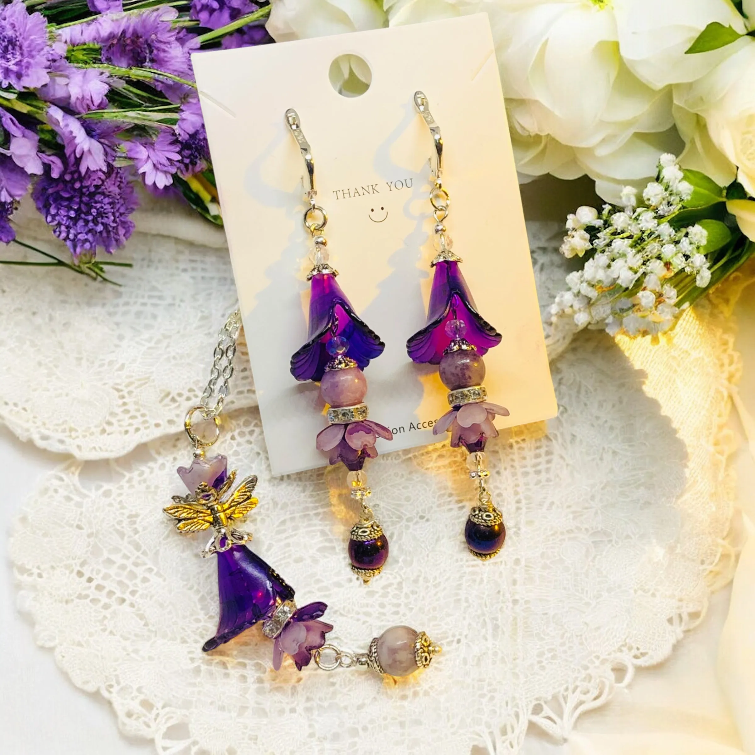 Amethyst Bohemian Bloom Angel Set