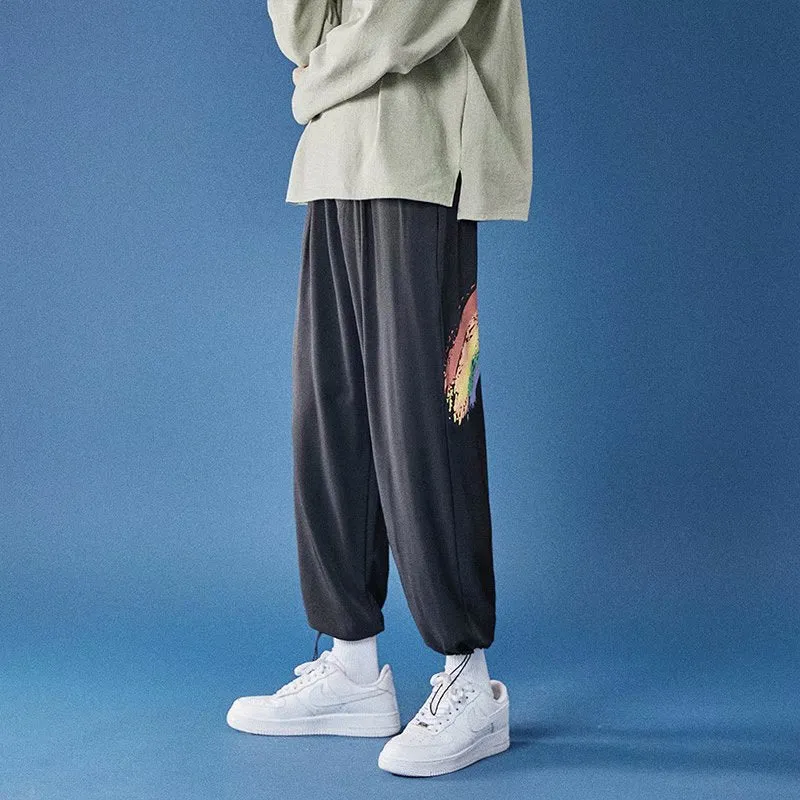 Ankle-Length Men Loose Jogger Sporty Hong Kong INS Trendy Casual Rainbow Printed Pants