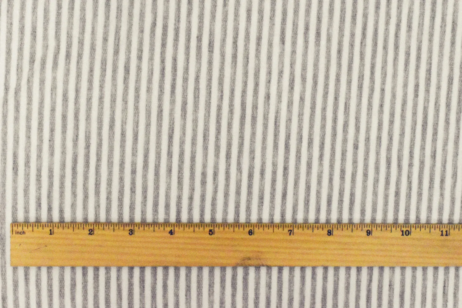 Ash Gray-Ivory Stripe Printed Stretch Rayon Baby French Terry Knit Fabric