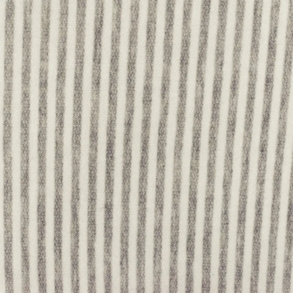 Ash Gray-Ivory Stripe Printed Stretch Rayon Baby French Terry Knit Fabric