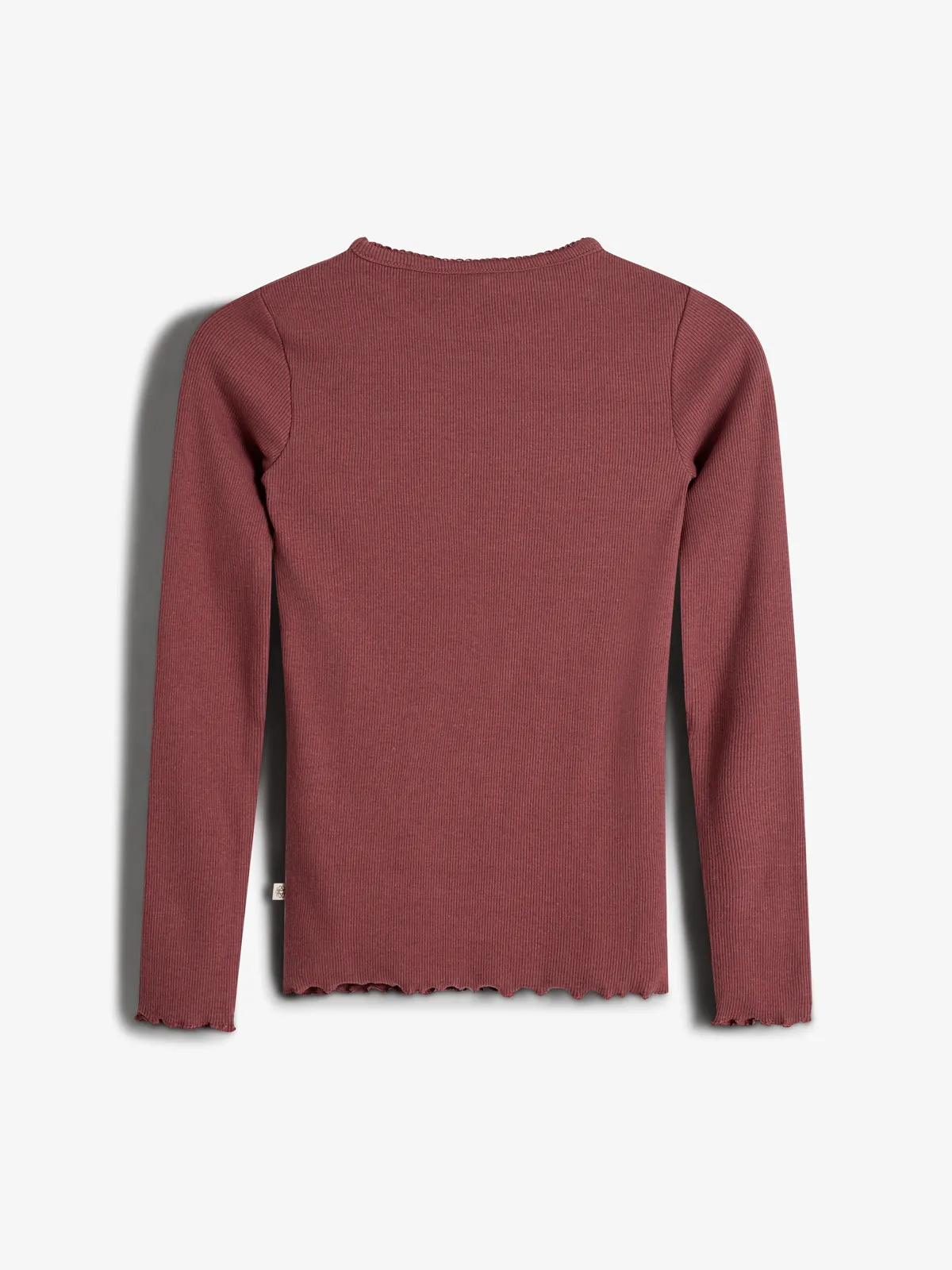 Basic Modal Long Sleeve Rib T-shirt - Kids - Dark Rose