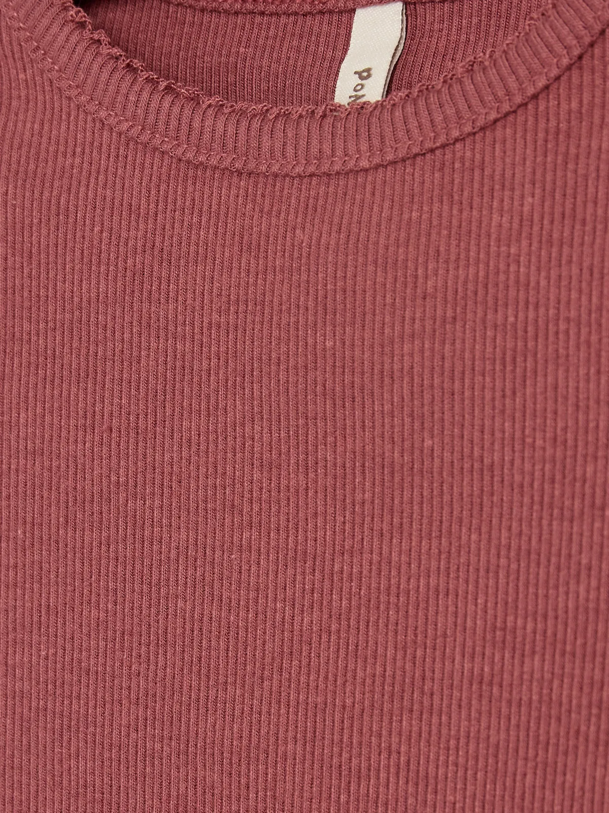 Basic Modal Long Sleeve Rib T-shirt - Kids - Dark Rose