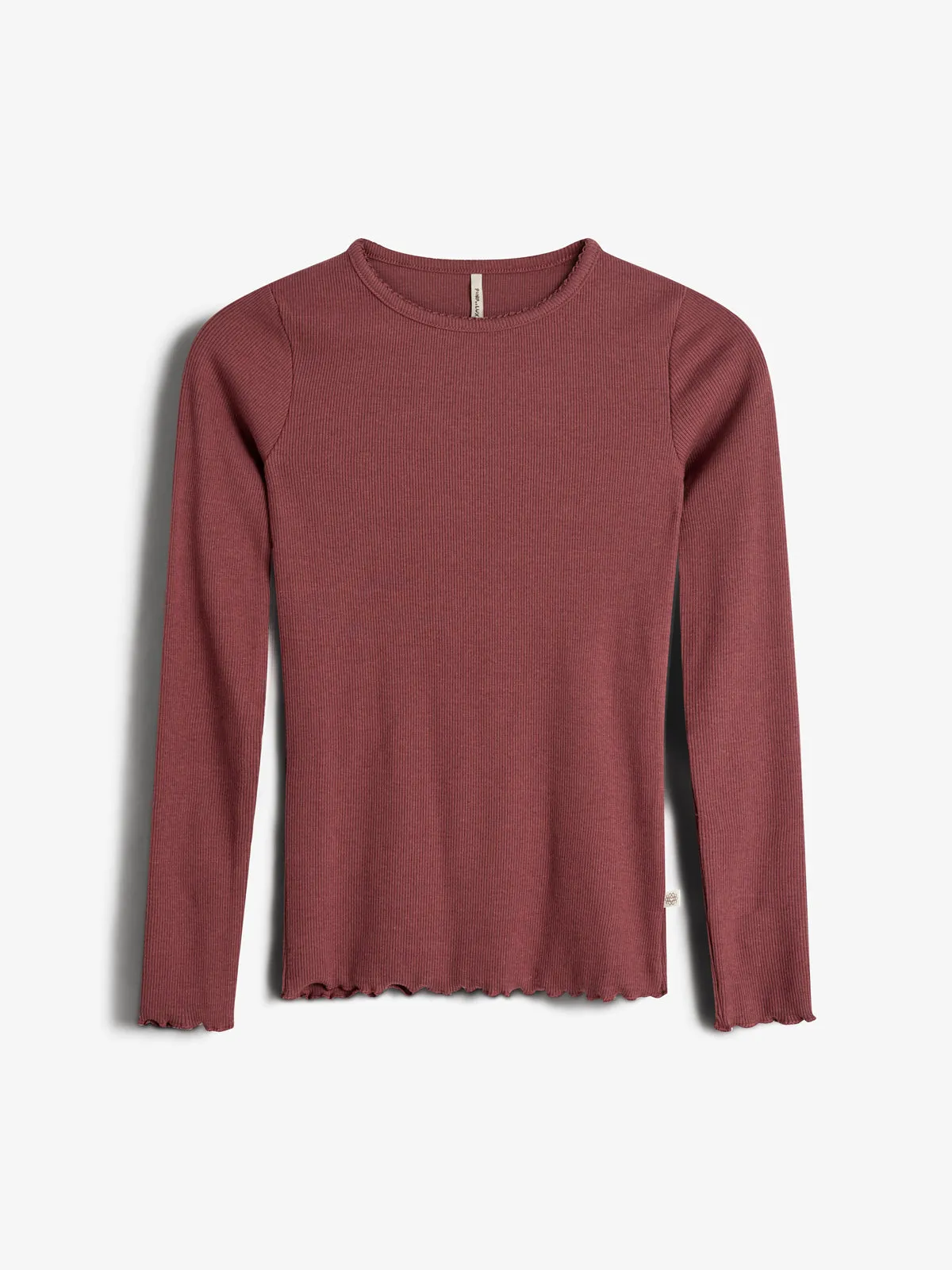 Basic Modal Long Sleeve Rib T-shirt - Kids - Dark Rose