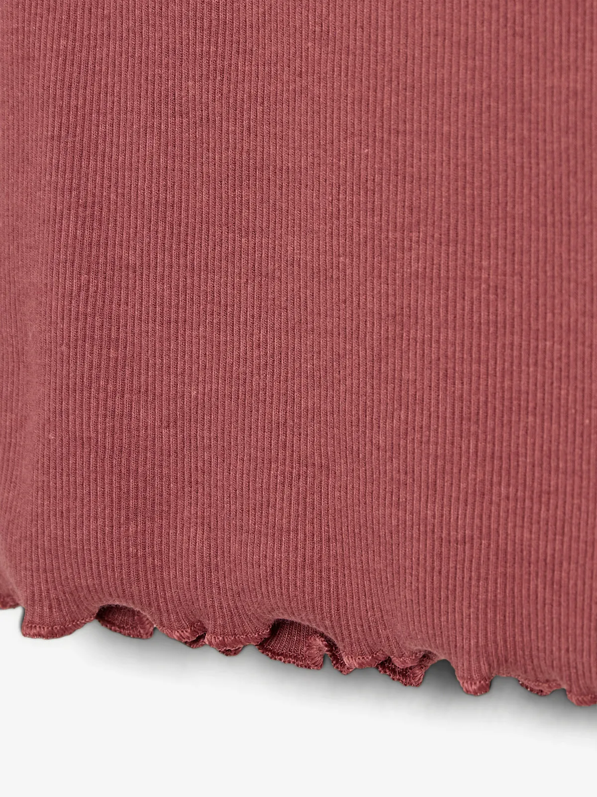 Basic Modal Long Sleeve Rib T-shirt - Kids - Dark Rose