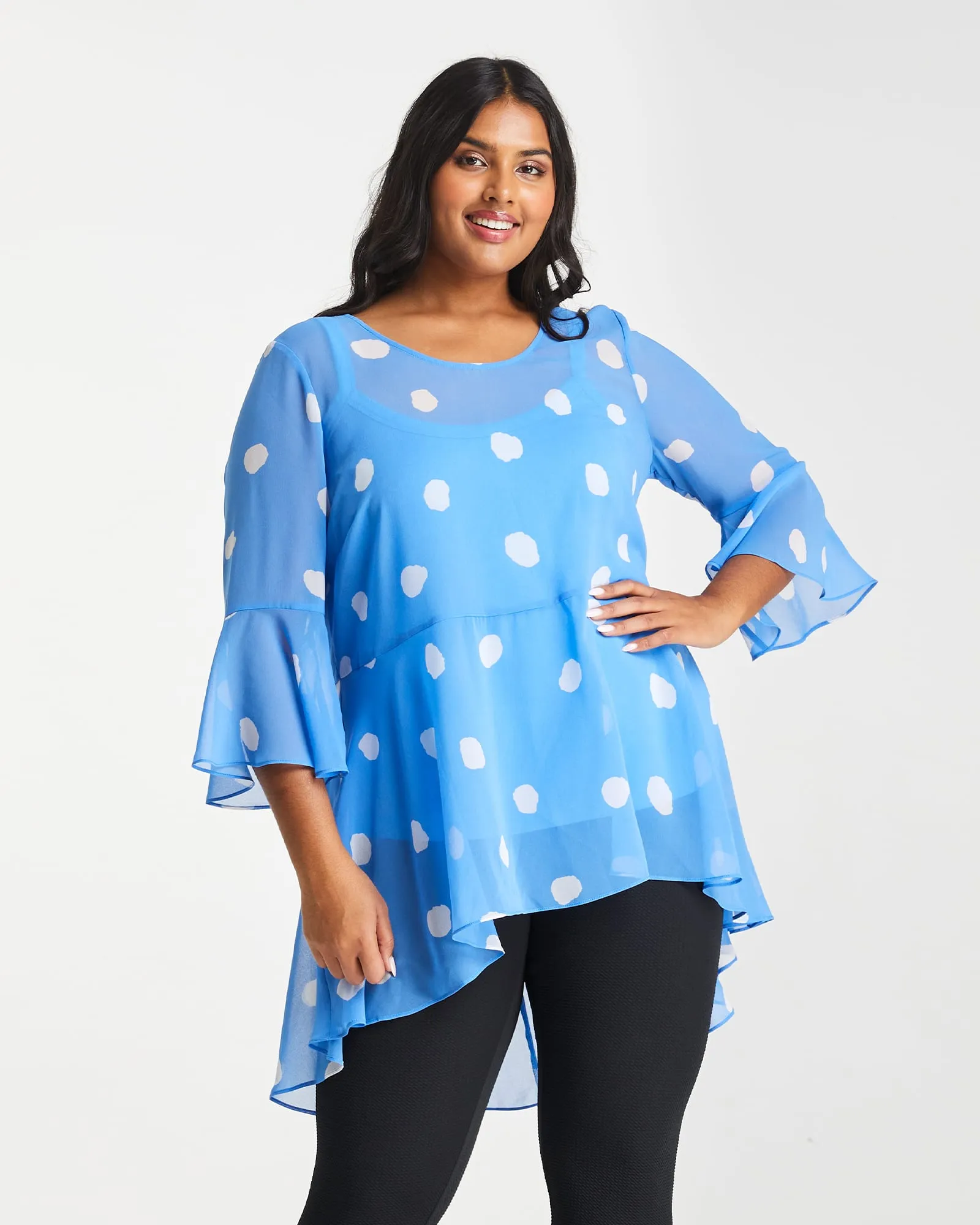 Begin Again Ruffled High-Low Tunic | Turquoise/Milk