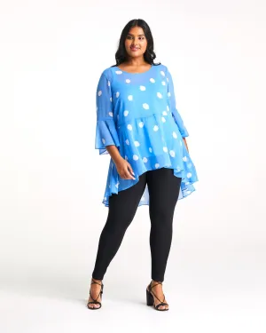 Begin Again Ruffled High-Low Tunic | Turquoise/Milk