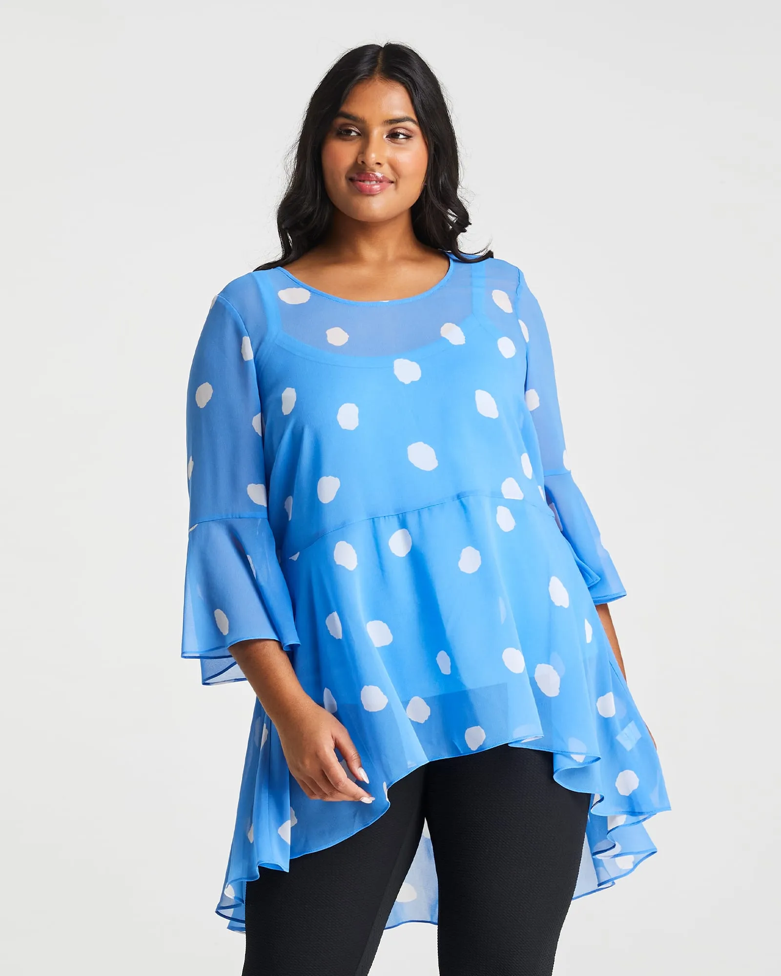 Begin Again Ruffled High-Low Tunic | Turquoise/Milk