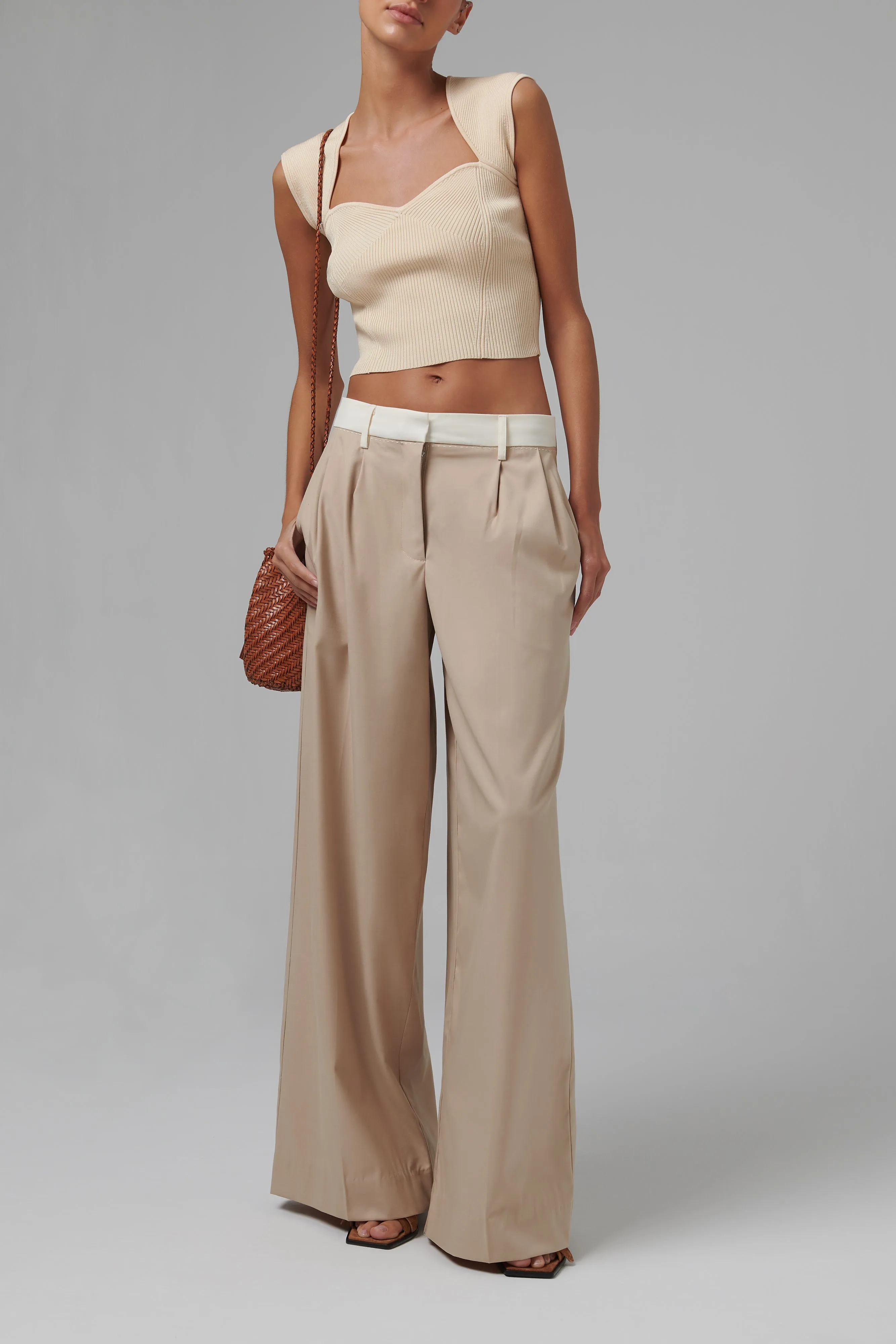 Beige Abia Cropped Top