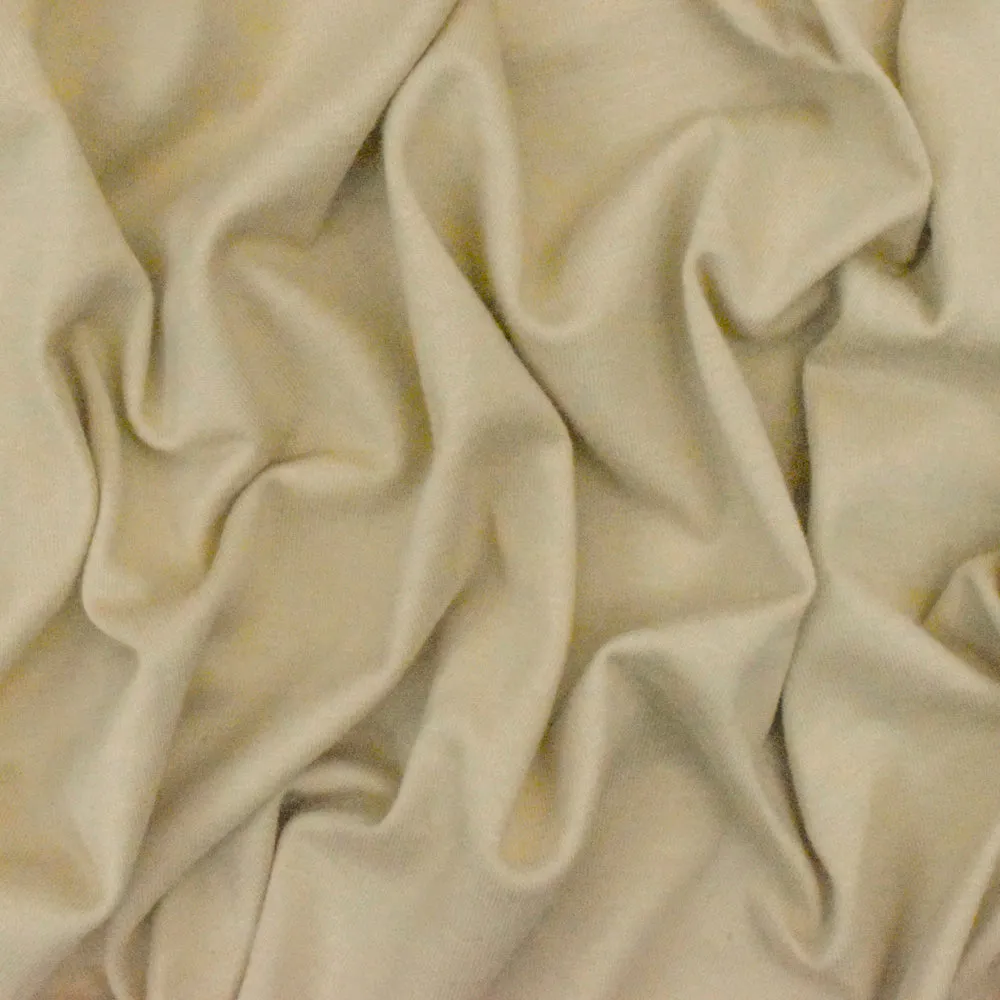Beige Solid Stretch Cotton Jersey Knit Fabric