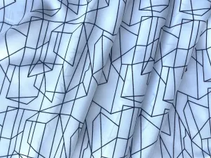 Black & White Geometric Montage Polyester Crepe De Chine