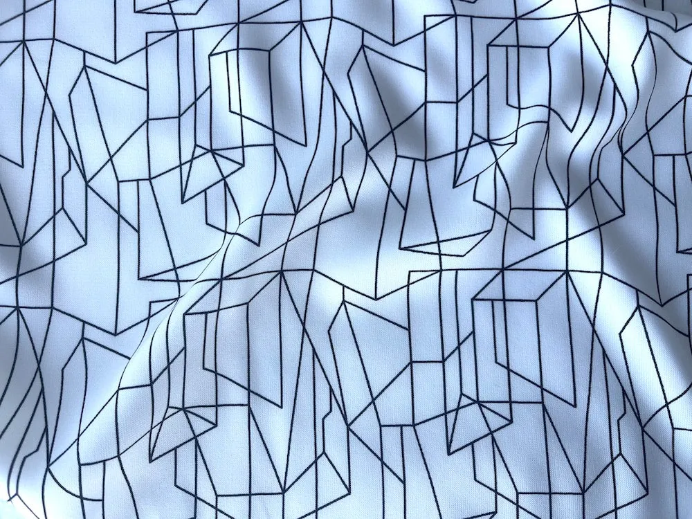 Black & White Geometric Montage Polyester Crepe De Chine