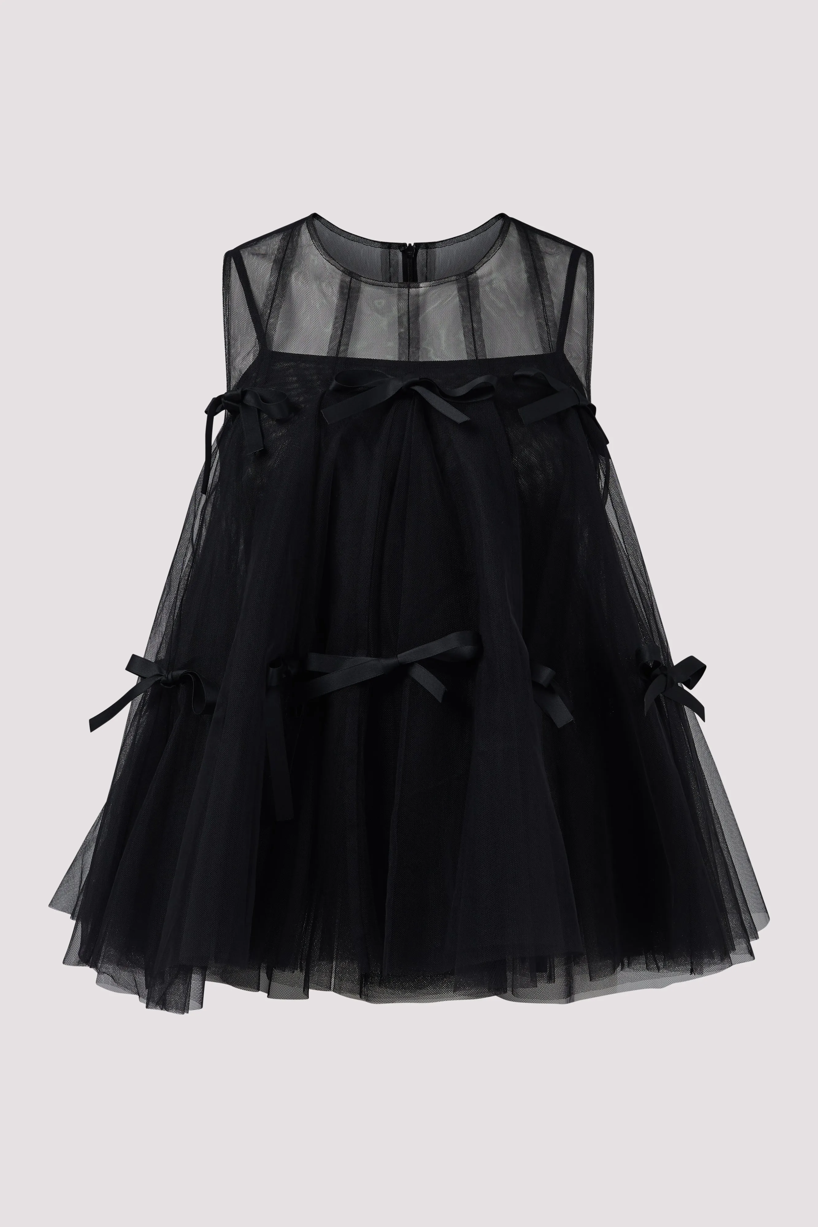 Black Bowknot Tulle Top