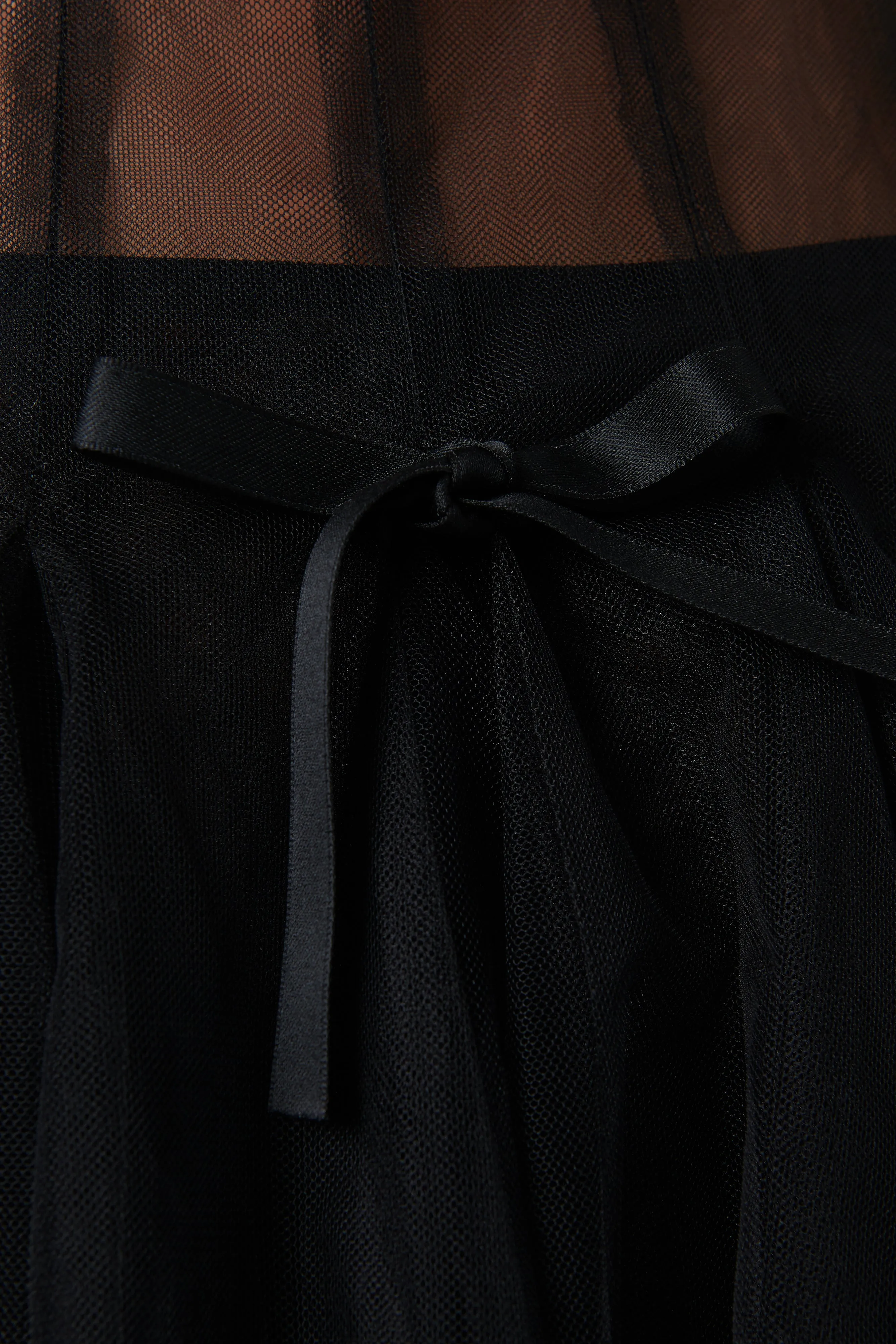 Black Bowknot Tulle Top