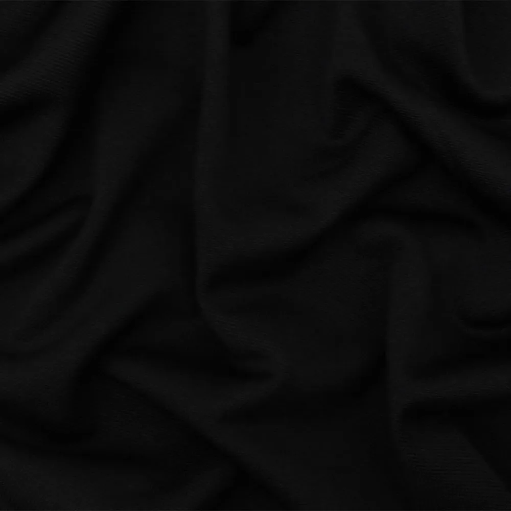 Black Solid Stretch Poly Mini Pique Knit Fabric