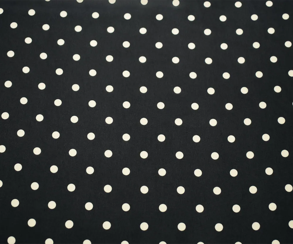Black-White Polka Dots Printed Poly Chiffon Woven Fabric