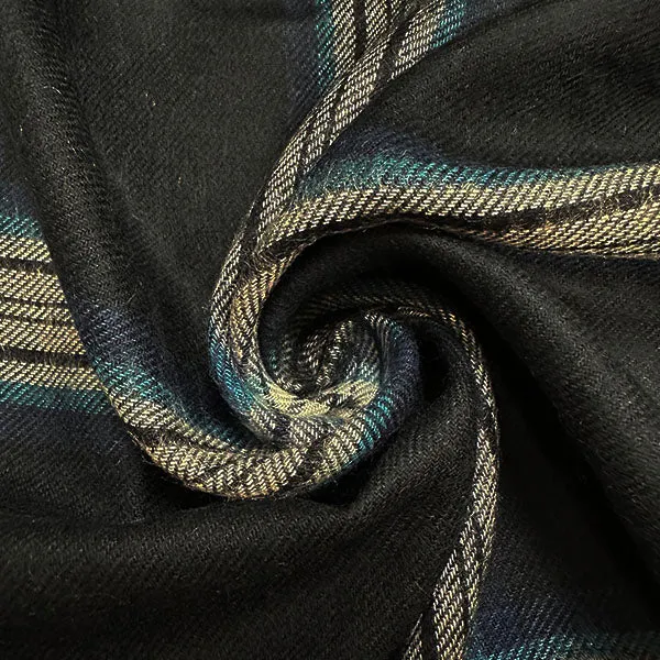 Blue Multi Plaid Single Sided Flannel Shirting Fabric