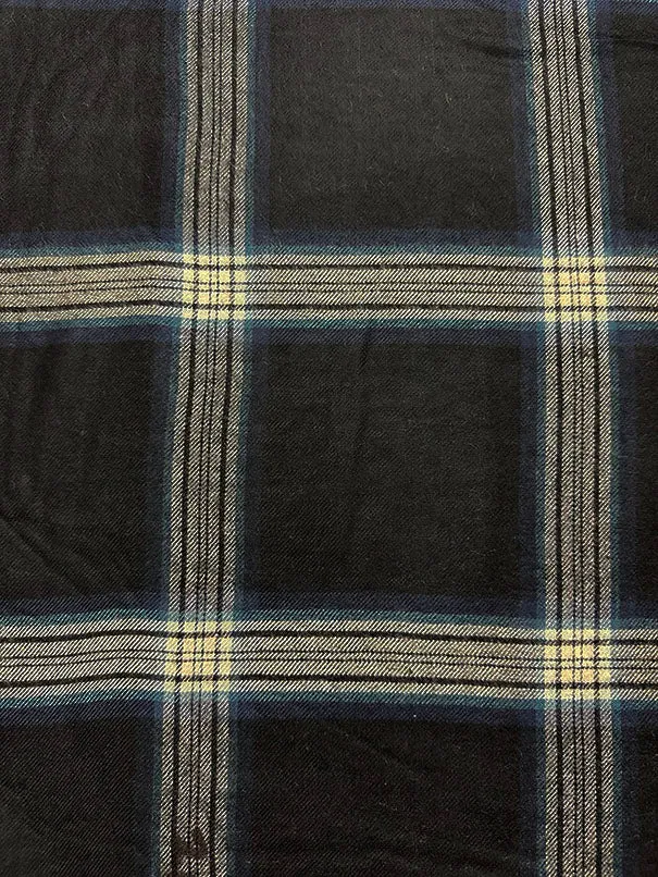 Blue Multi Plaid Single Sided Flannel Shirting Fabric