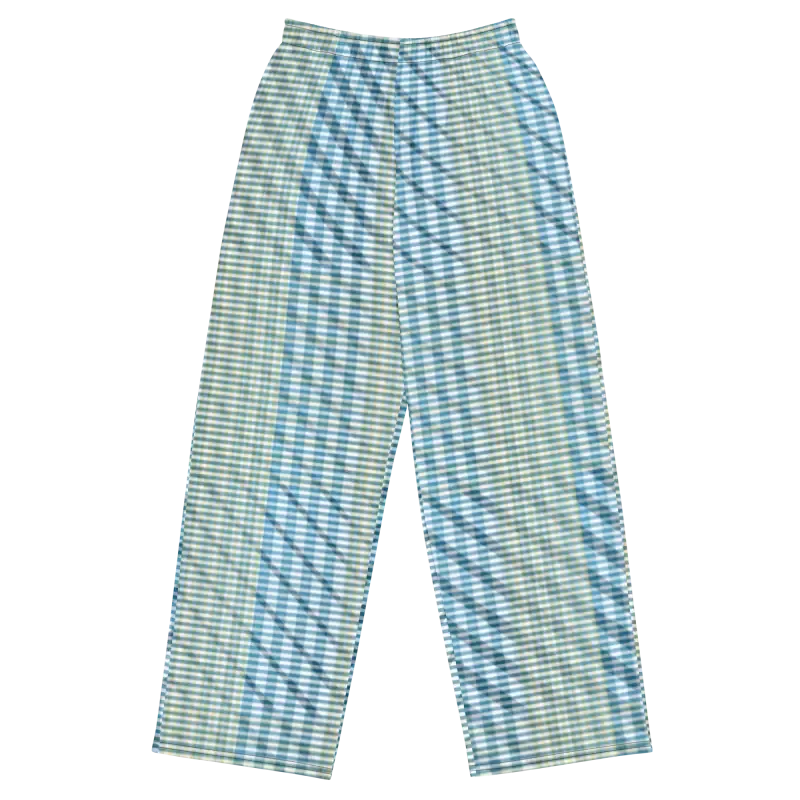 Blue Yellow Wide Leg Pants with Peacock Vibe
