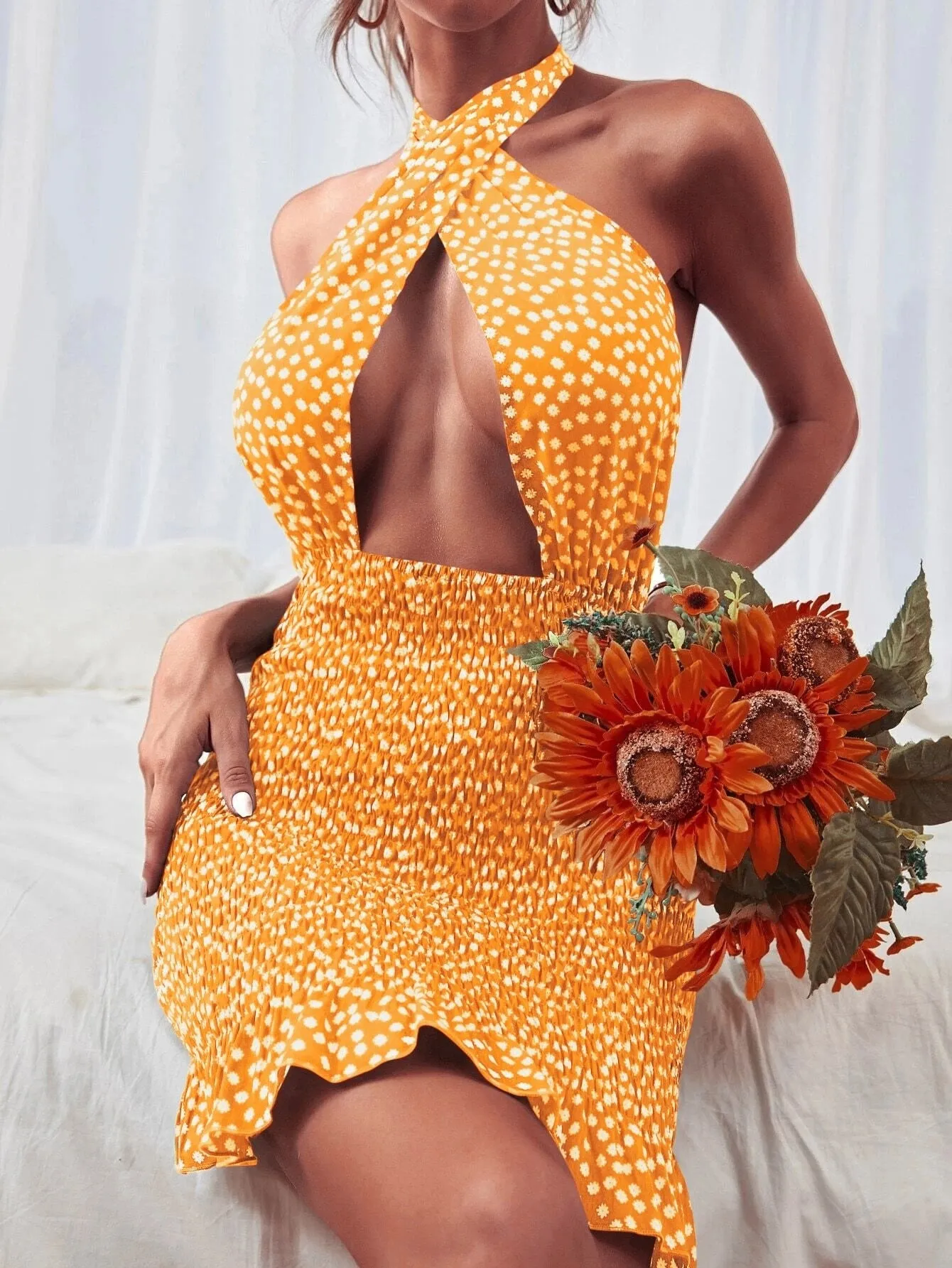 Boho Chic Backless Tie Up Short Dress