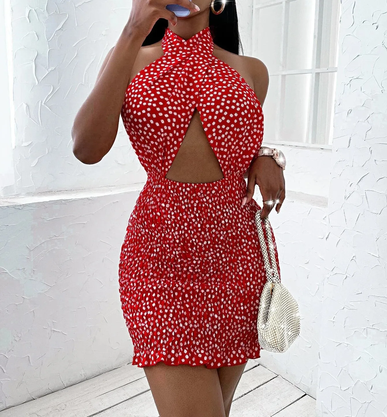 Boho Chic Backless Tie Up Short Dress