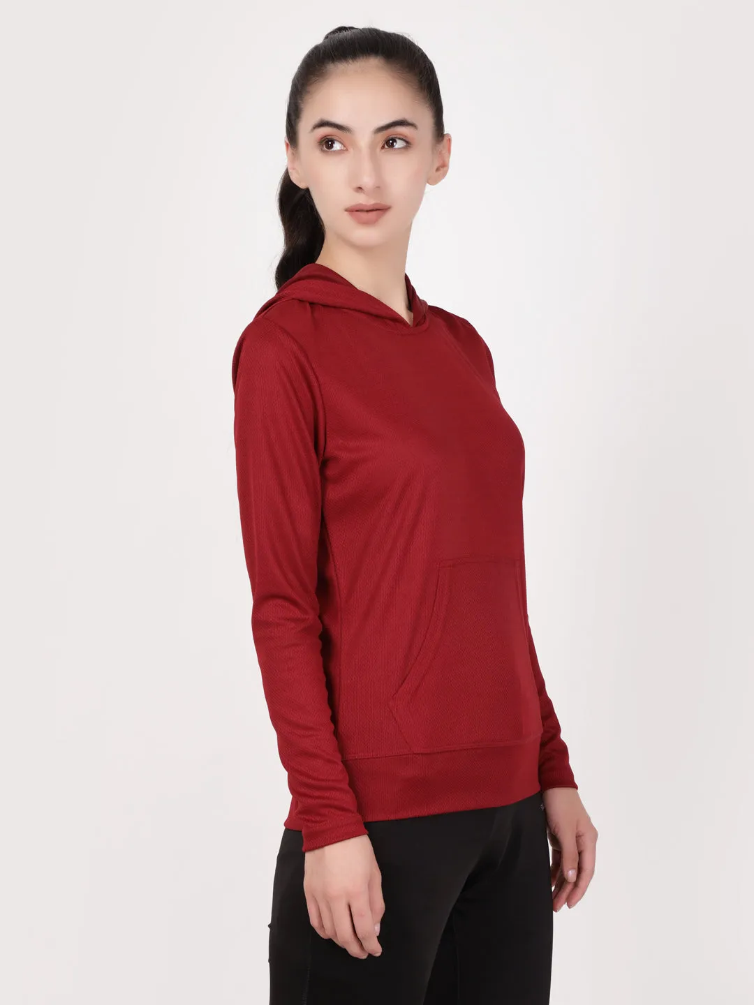 Burgundy Sassy Full Sleeves Hoodie