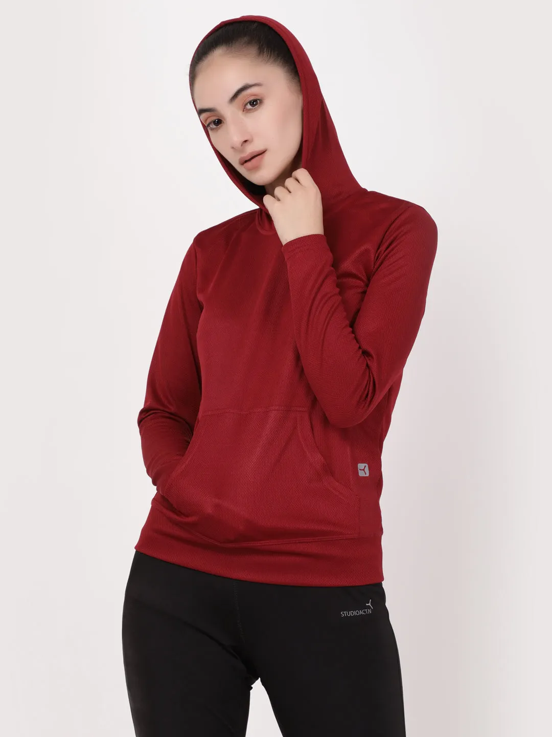 Burgundy Sassy Full Sleeves Hoodie
