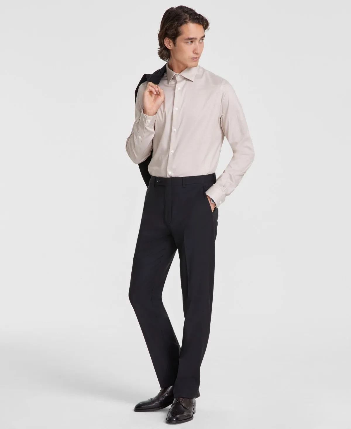 Calvin Klein Mens Slim fit Dress Pants 34 / 34 Black Solid Stretch