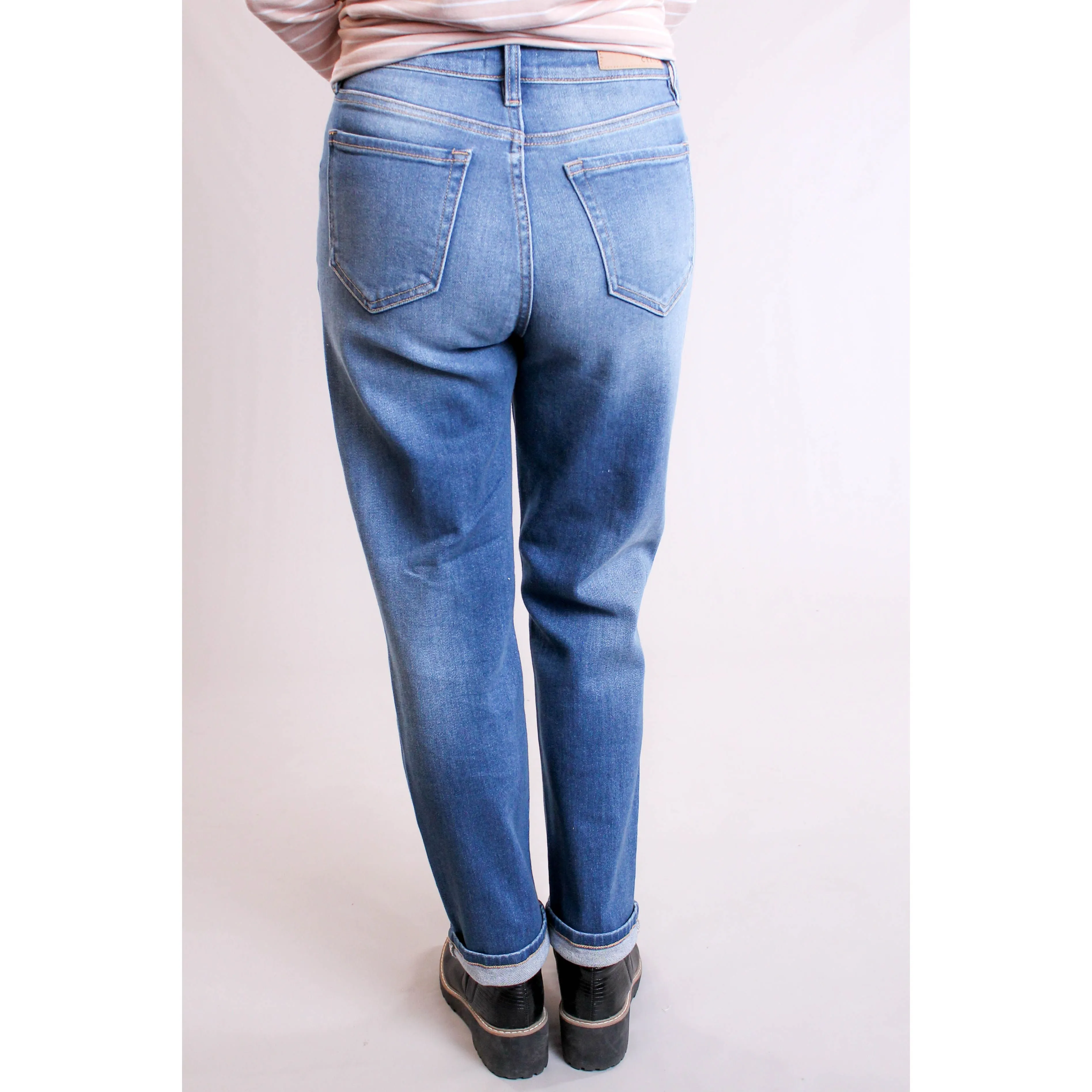 Cello High Rise Straight Leg Distressed Jeans