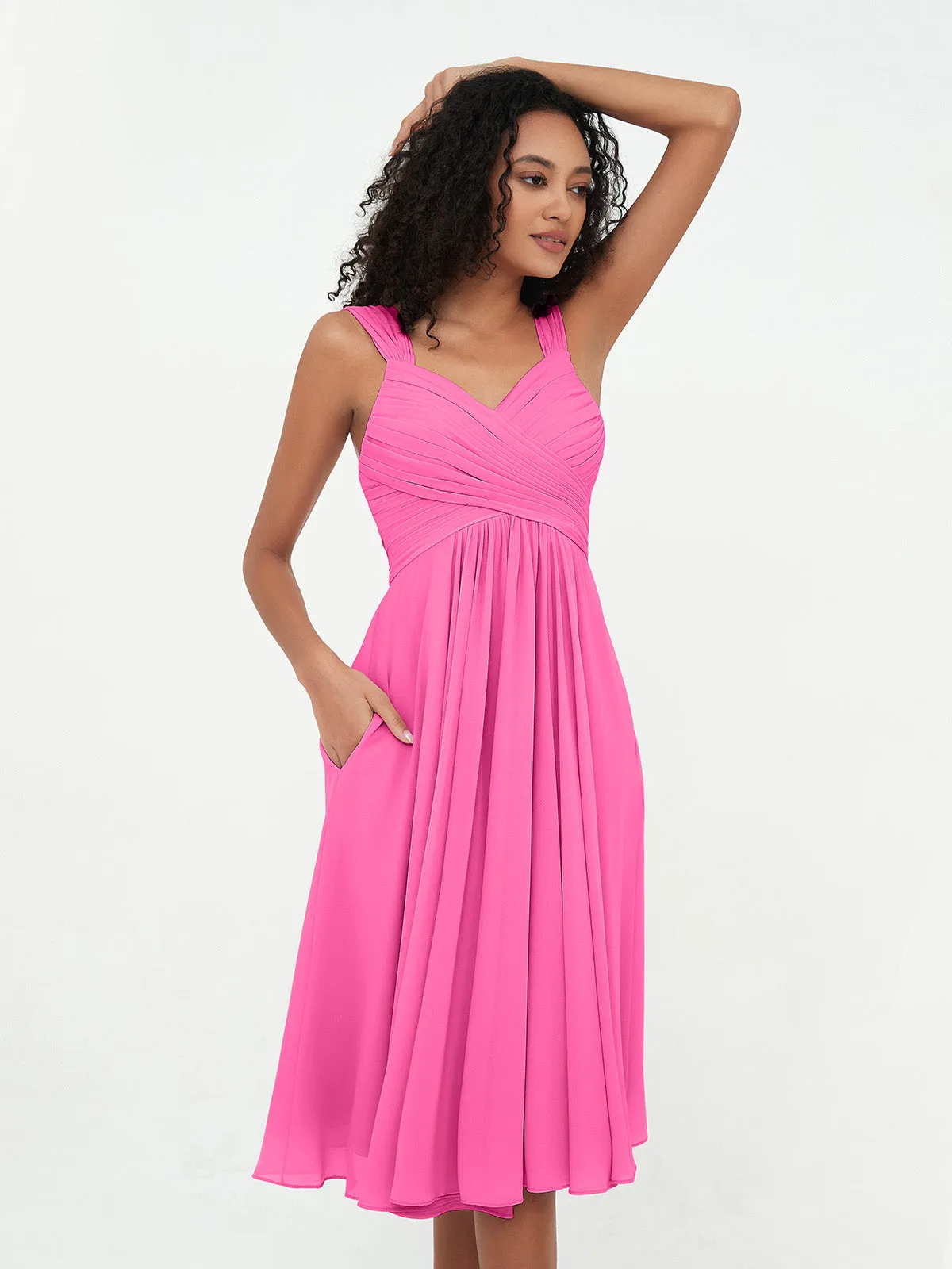 Chiffon Empire Short Dresses with Pockets-Azalea