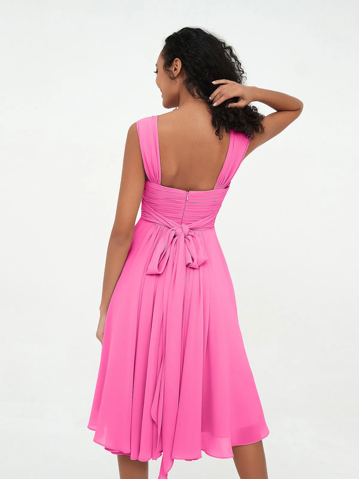 Chiffon Empire Short Dresses with Pockets-Azalea