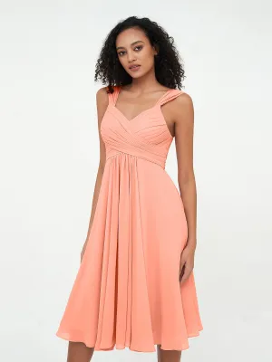 Chiffon Empire Short Dresses with Pockets-Sunset