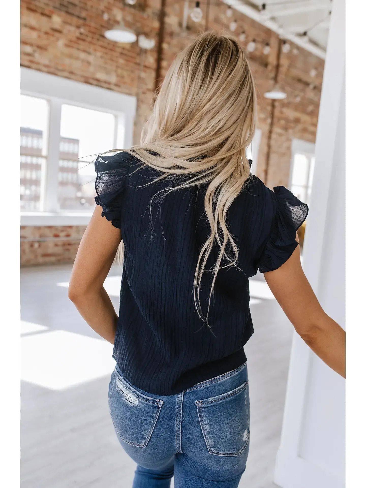 Conway Flutter Sleeve Textured Blouse