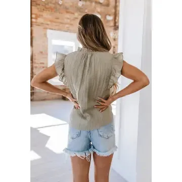 Conway Flutter Sleeve Textured Blouse