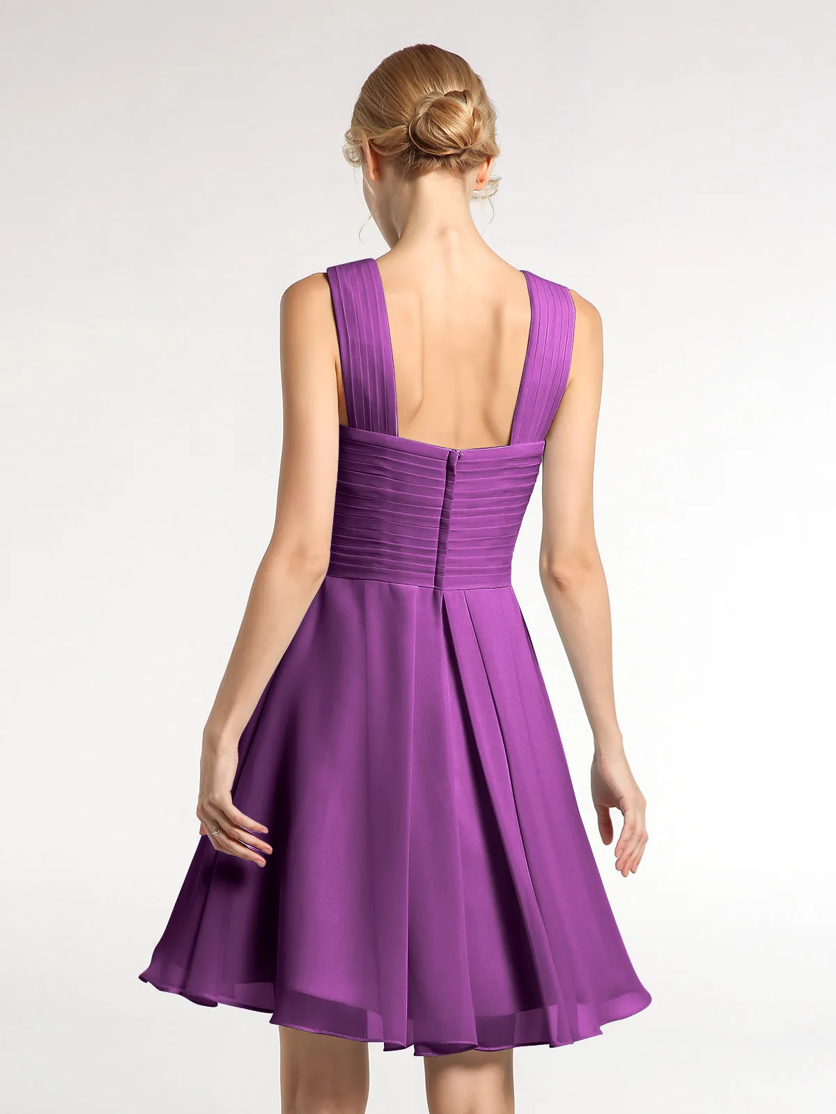 Cross Front Empire Waist Short Bridesmaid Dress Grape Plus Size