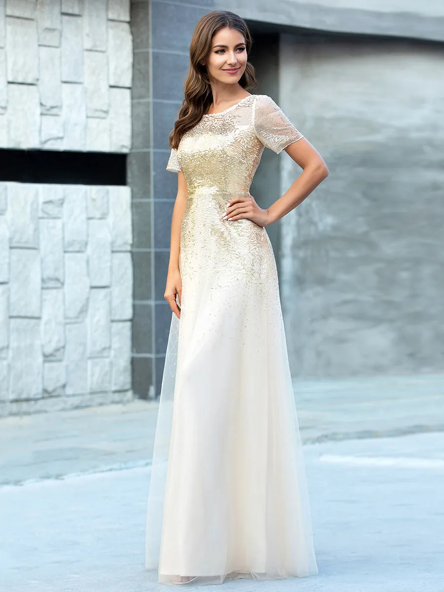Efashiongirl Ever-Pretty Gorgeous Sweetheart Short Sleeve Illusion Sequin  Evening Dresses EP00769