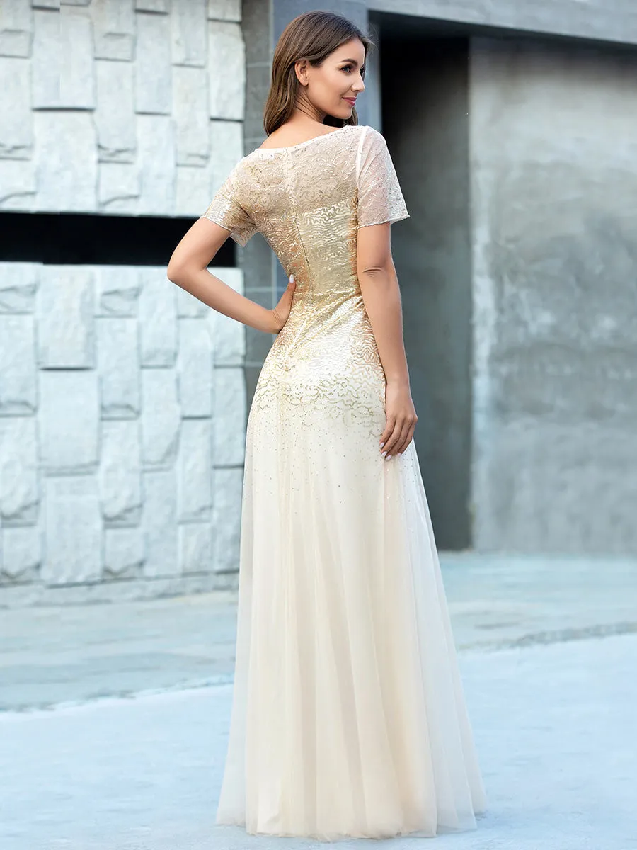 Efashiongirl Ever-Pretty Gorgeous Sweetheart Short Sleeve Illusion Sequin  Evening Dresses EP00769