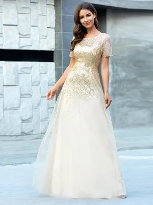 Efashiongirl Ever-Pretty Gorgeous Sweetheart Short Sleeve Illusion Sequin  Evening Dresses EP00769