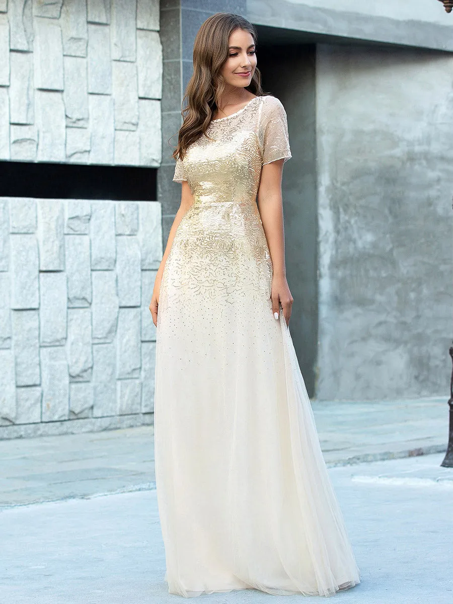 Efashiongirl Ever-Pretty Gorgeous Sweetheart Short Sleeve Illusion Sequin  Evening Dresses EP00769