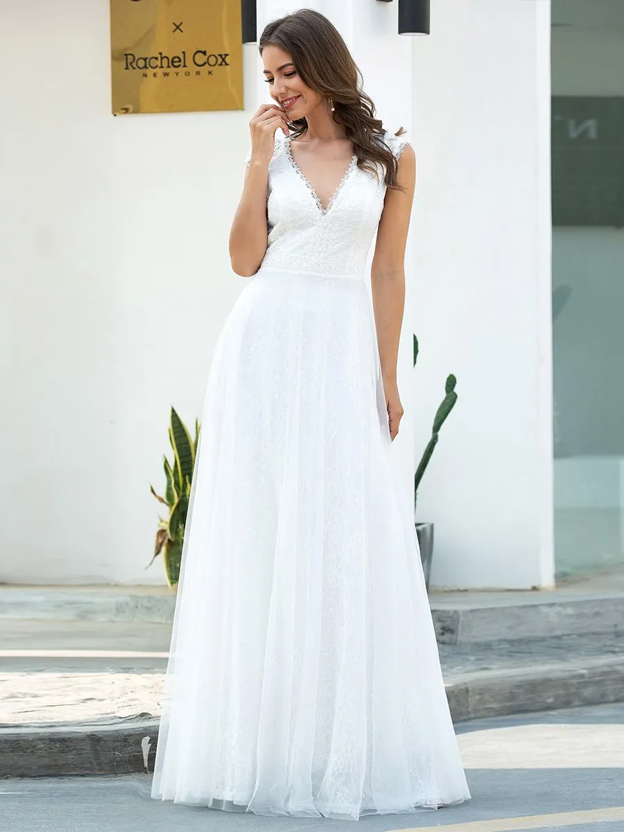 Ever-Pretty Romantic White Maxi Lace Wholesale Wedding Dresses EP00657