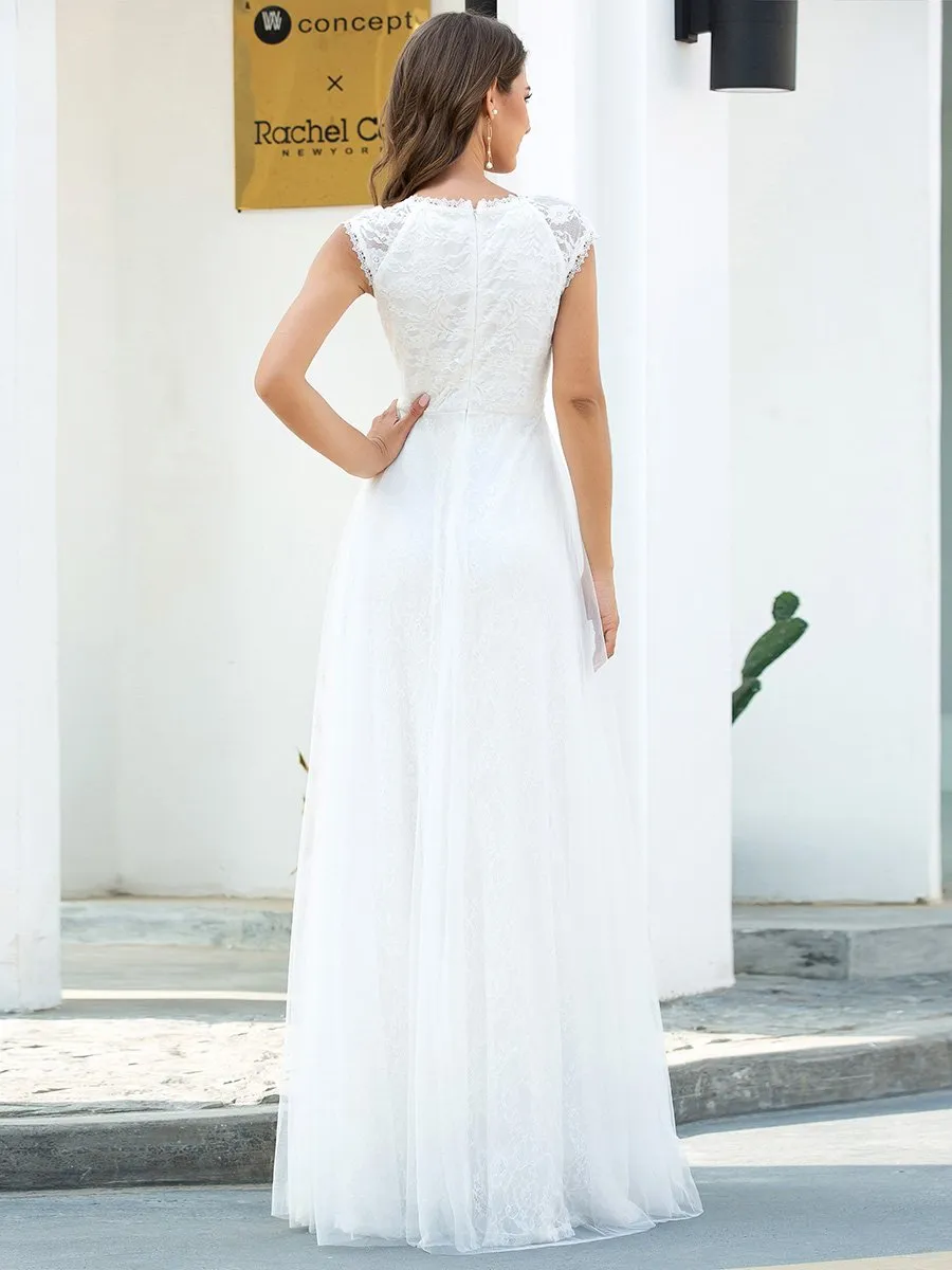 Ever-Pretty Romantic White Maxi Lace Wholesale Wedding Dresses EP00657