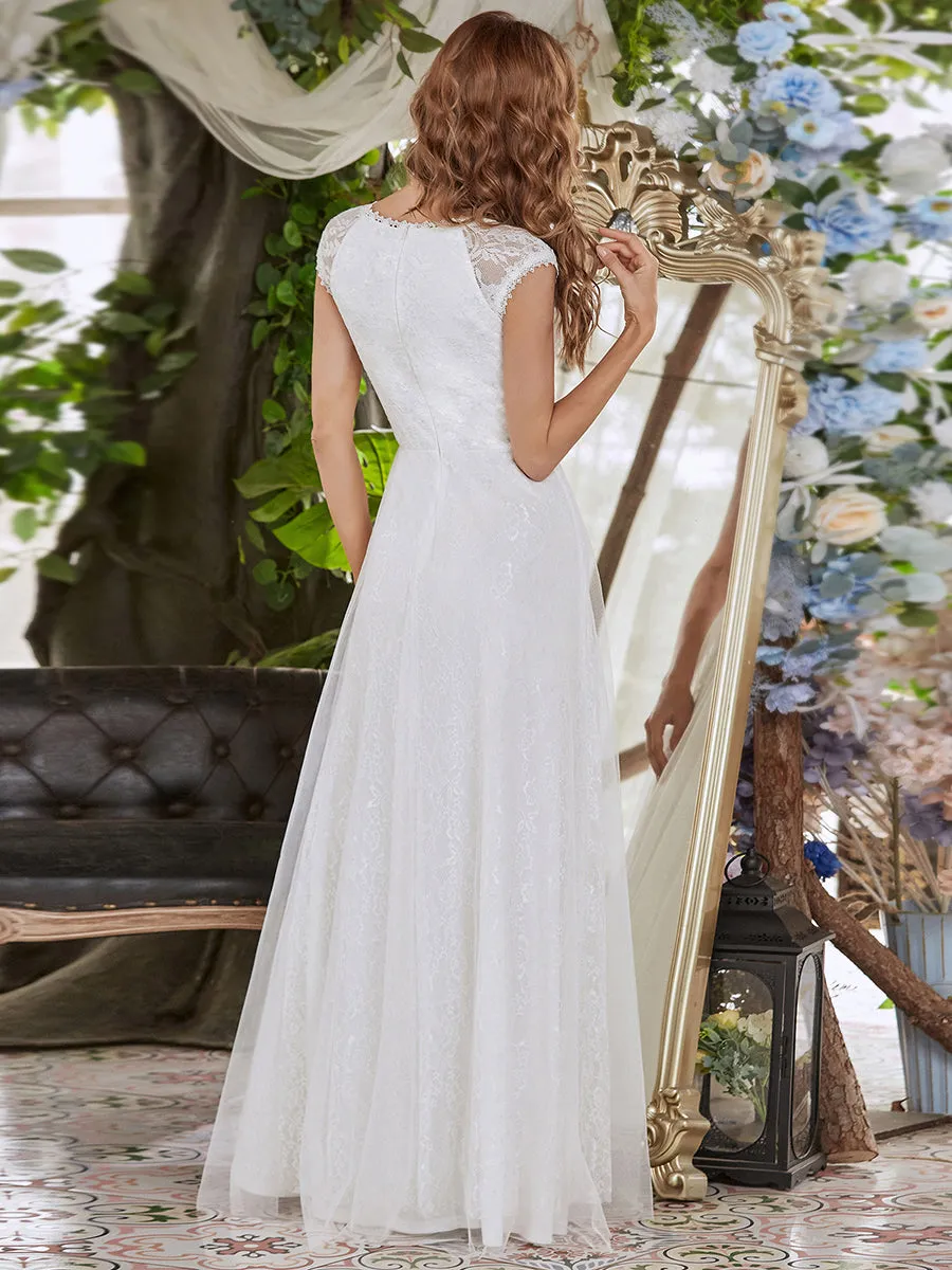 Ever-Pretty Romantic White Maxi Lace Wholesale Wedding Dresses EP00657