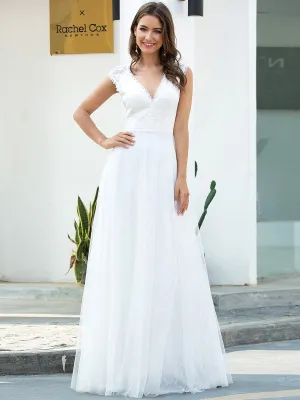 Ever-Pretty Romantic White Maxi Lace Wholesale Wedding Dresses EP00657