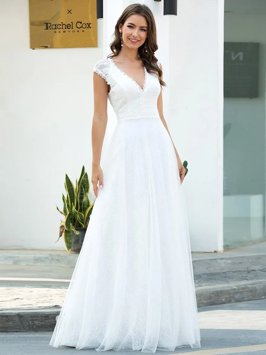 Ever-Pretty Romantic White Maxi Lace Wholesale Wedding Dresses EP00657