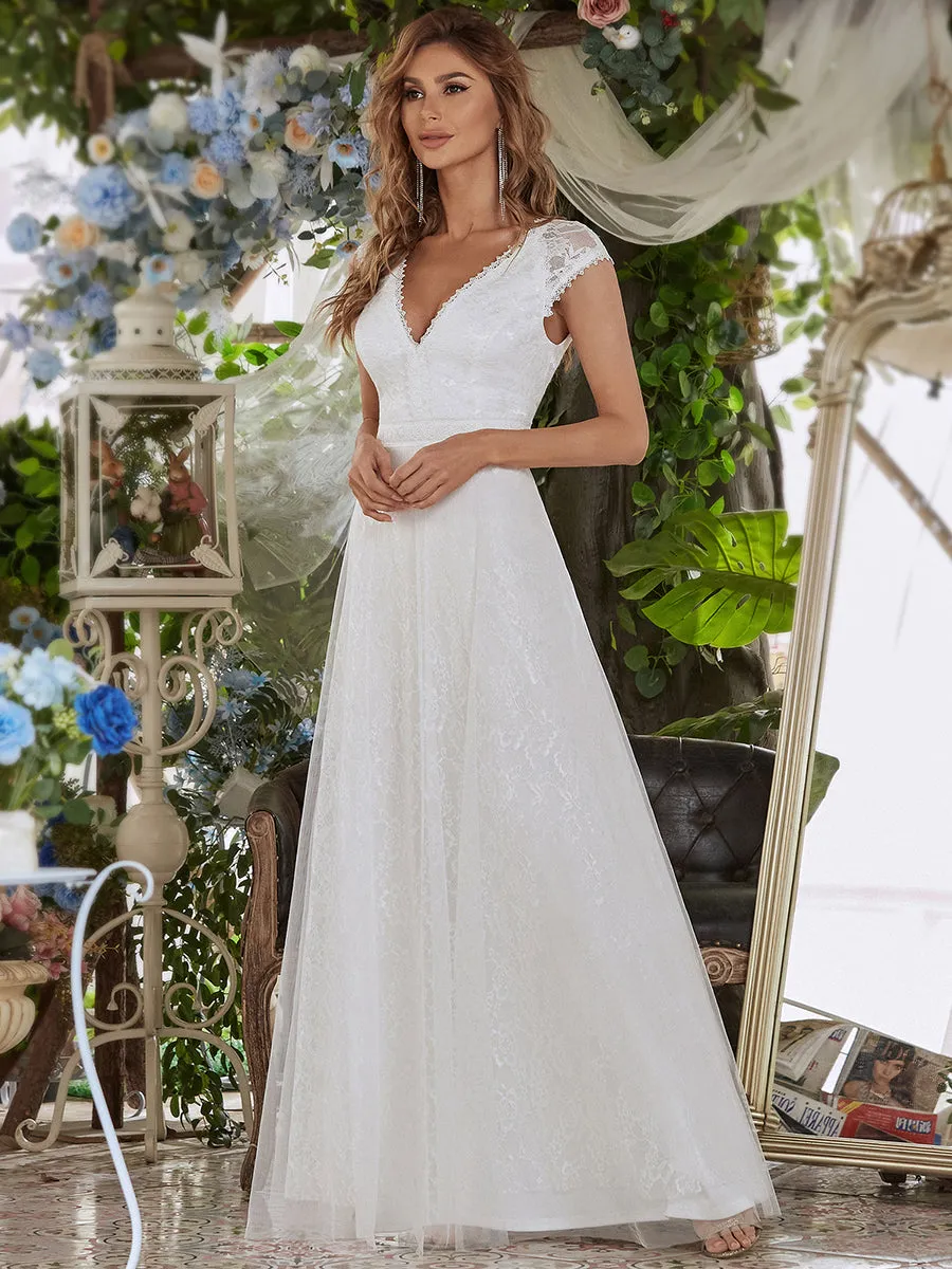 Ever-Pretty Romantic White Maxi Lace Wholesale Wedding Dresses EP00657