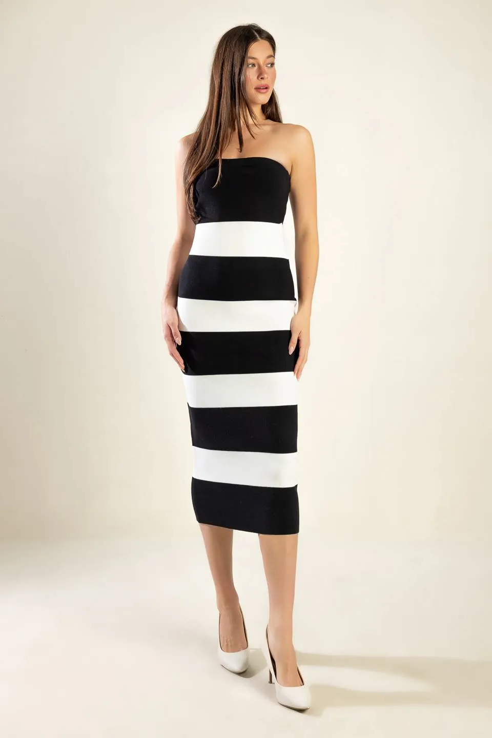 Explore More Collection - ROMANTIC AFTERNOON SWEATER MIDI TUBE DRESS