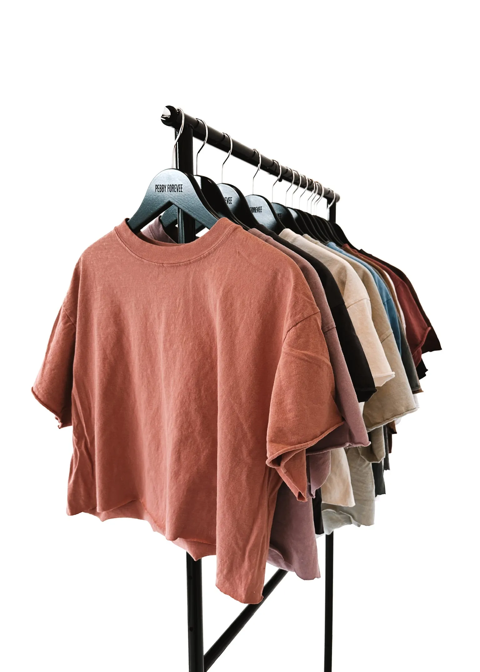FINAL SALE: CROPPED PEBBY BASICS PAPAYA TEE